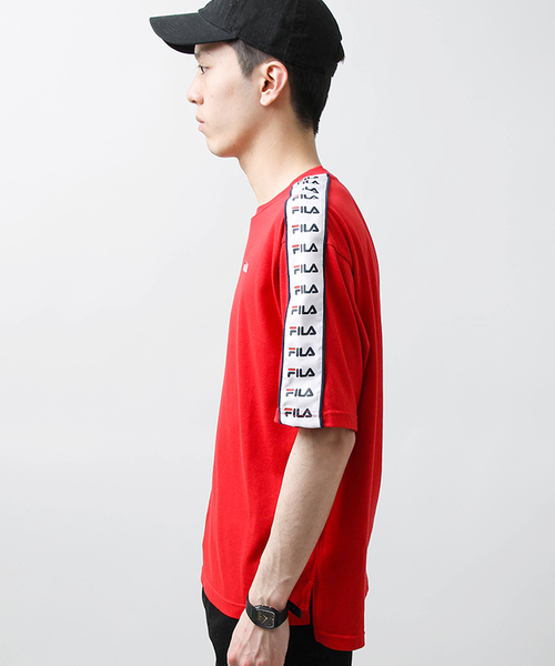 FILA(フィラ)の「∴WEGO/FILAラインテープTシャツ(Tシャツ/カットソー・メンズ・ネイビー/レッド・MEDIUM/LARGE)」の16枚目の写真