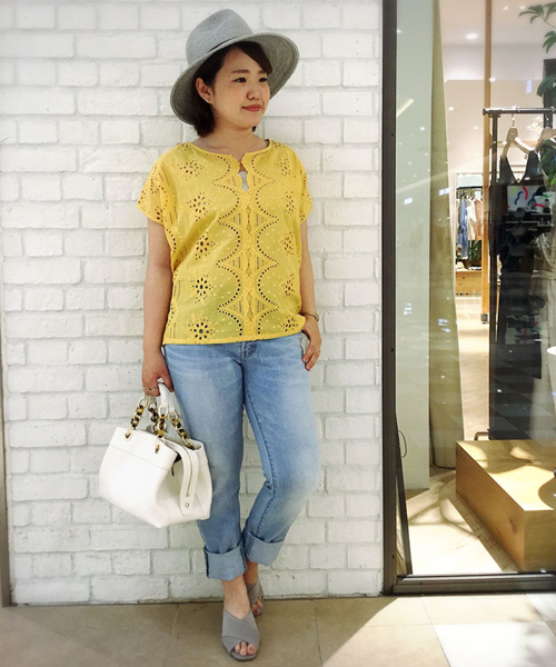 un dix cors（アンディコール）の「レース刺繍ブラウス（シャツ/ブラウス・レディース・イエロー/ブルー・ﾌﾘ-）」の16枚目の写真