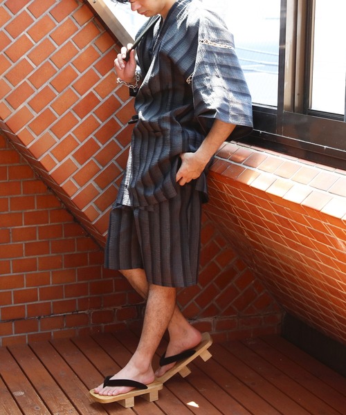 しじら織り 甚平 上下セット コットン 涼しい（浴衣）｜8(eight