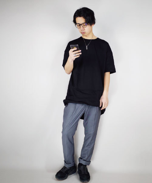 rovtski（ロフトスキー）の「rovtski 【ビッグシルエット】TRフロントイン ビッグTシャツ/5C17013001（Tシャツ/カットソー・メンズ・ブラック/ホワイト・LARGE/MEDIUM）」の14枚目の写真