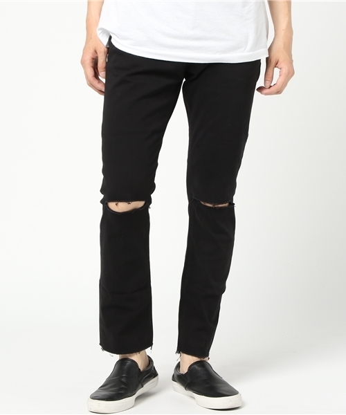 VENCEEXCHANGE（ヴァンスエクスチェンジ）の「モノトーン膝カットスキニー               （その他パンツ・メンズ・ブラック/オフホワイト・MEDIUM/LARGE）」の2枚目の写真