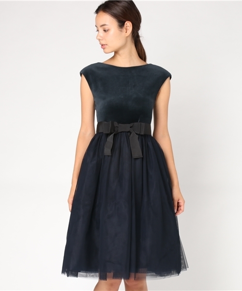 Tiara(ティアラ)の「ベロア×チュールドレス(ワンピース・レディース・ネイビー/トップグレー・L/S/M)」の13枚目の写真
