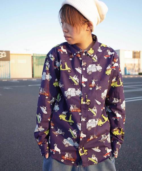 rovtski(ロフトスキー)の「rovtski フレンチブルドッグ総柄シャツ/2S17101001(シャツ/ブラウス・メンズ・ホワイト系その他/ブラック系その他/ブルー系その他/ホワイト系その他2・LARGE/MEDIUM/X-LARGE)」の4枚目の写真