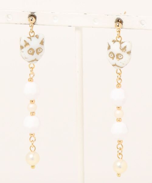 TONE SELECT GOODS（トーンセレクトグッズ）の「【tschuss(チュース)】ねこ ピアス（ピアス（両耳用）・レディース・ホワイト/ブラック/クリア/ホワイト系その他/グレー/ゴールド・FREE）」の2枚目の写真