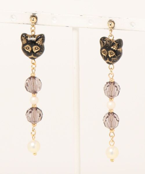 TONE SELECT GOODS（トーンセレクトグッズ）の「【tschuss(チュース)】ねこ ピアス（ピアス（両耳用）・レディース・ホワイト/ブラック/クリア/ホワイト系その他/グレー/ゴールド・FREE）」の4枚目の写真