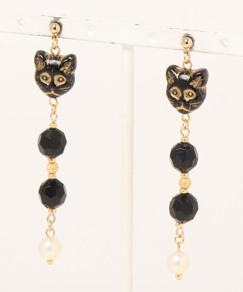 TONE SELECT GOODS（トーンセレクトグッズ）の「【tschuss(チュース)】ねこ ピアス（ピアス（両耳用）・レディース・ホワイト/ブラック/クリア/ホワイト系その他/グレー/ゴールド・FREE）」の5枚目の写真