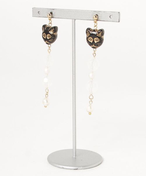 TONE SELECT GOODS（トーンセレクトグッズ）の「【tschuss(チュース)】ねこ ピアス（ピアス（両耳用）・レディース・ホワイト/ブラック/クリア/ホワイト系その他/グレー/ゴールド・FREE）」の6枚目の写真