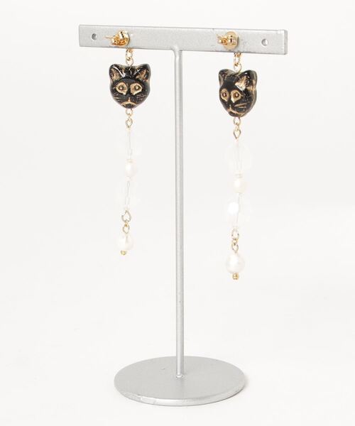 TONE SELECT GOODS（トーンセレクトグッズ）の「【tschuss(チュース)】ねこ ピアス（ピアス（両耳用）・レディース・ホワイト/ブラック/クリア/ホワイト系その他/グレー/ゴールド・FREE）」の7枚目の写真