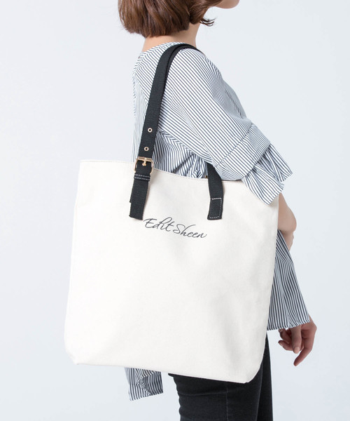 Edit Sheen（エディットシーン）の「縦型キャンバスロゴトートバッグ（トートバッグ・レディース・ブラック/ホワイト/アイボリー・FREE）」の21枚目の写真