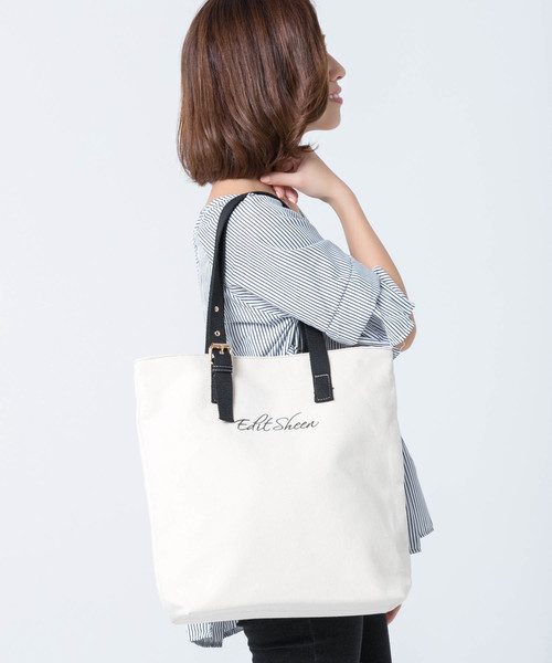 Edit Sheen（エディットシーン）の「縦型キャンバスロゴトートバッグ（トートバッグ・レディース・ブラック/ホワイト/アイボリー・FREE）」の20枚目の写真