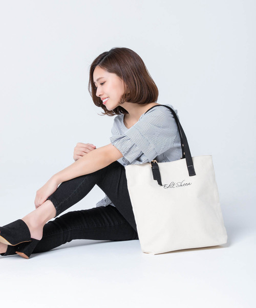Edit Sheen（エディットシーン）の「縦型キャンバスロゴトートバッグ（トートバッグ・レディース・ブラック/ホワイト/アイボリー・FREE）」の19枚目の写真