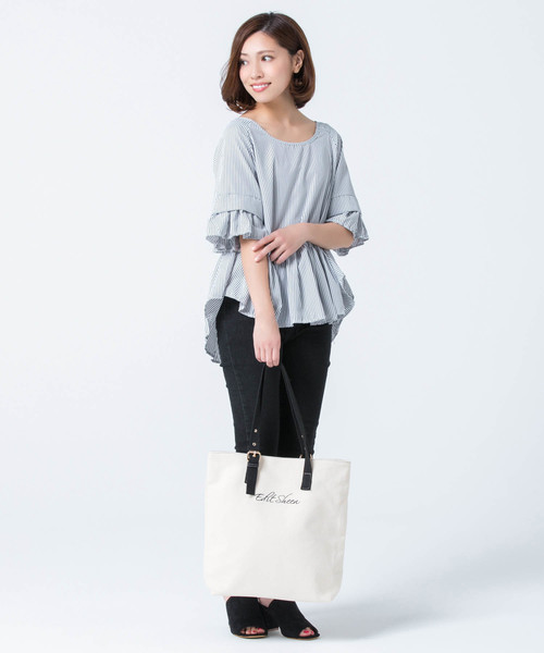 Edit Sheen（エディットシーン）の「縦型キャンバスロゴトートバッグ（トートバッグ・レディース・ブラック/ホワイト/アイボリー・FREE）」の18枚目の写真
