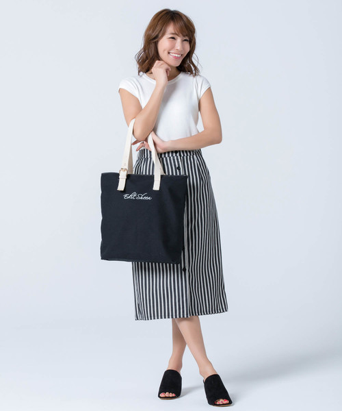 Edit Sheen（エディットシーン）の「縦型キャンバスロゴトートバッグ（トートバッグ・レディース・ブラック/ホワイト/アイボリー・FREE）」の14枚目の写真