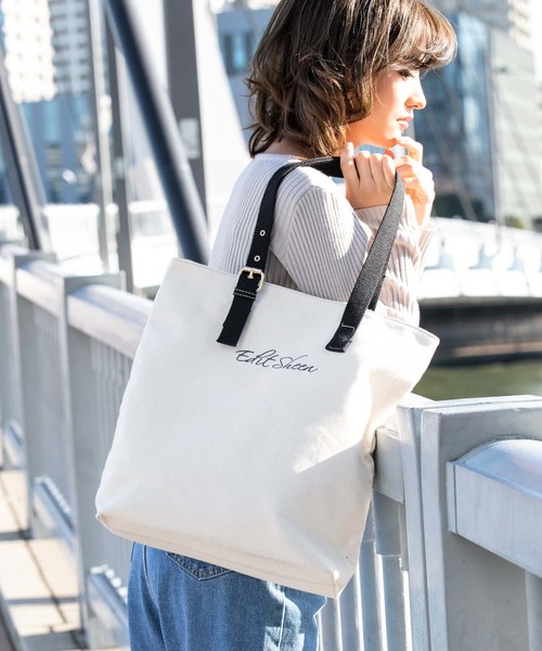 Edit Sheen（エディットシーン）の「縦型キャンバスロゴトートバッグ（トートバッグ・レディース・ブラック/ホワイト/アイボリー・FREE）」の7枚目の写真