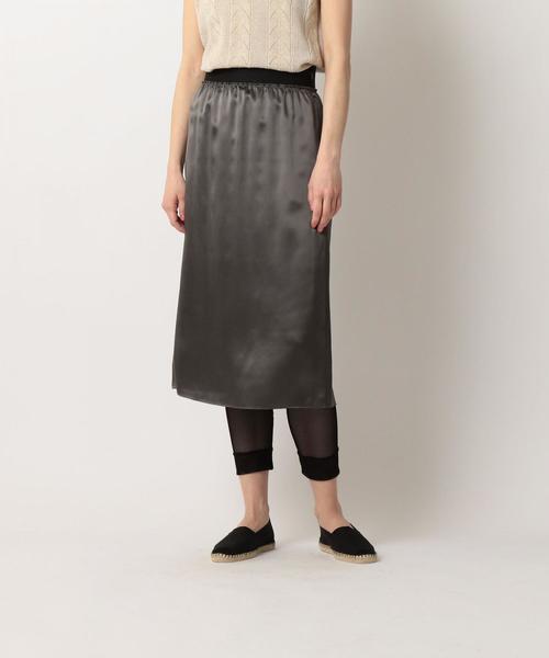 Steven Alan(スティーブンアラン)の「<Steven Alan>SILK SATIN SKIRT/スカート о(スカート・レディース・ダークグレー/ベージュ・SMALL/MEDIUM)」の1枚目の写真