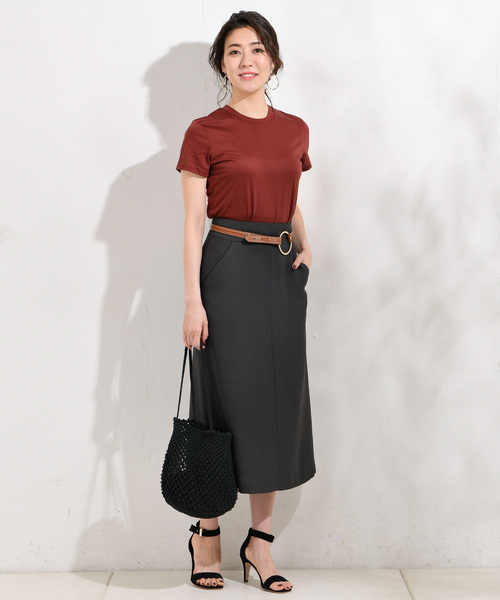 RIVE DROITE（リヴドロワ）の「麻調ナロースカート（スカート・レディース・チャコールグレー/ベージュ・36/38/34）」の2枚目の写真