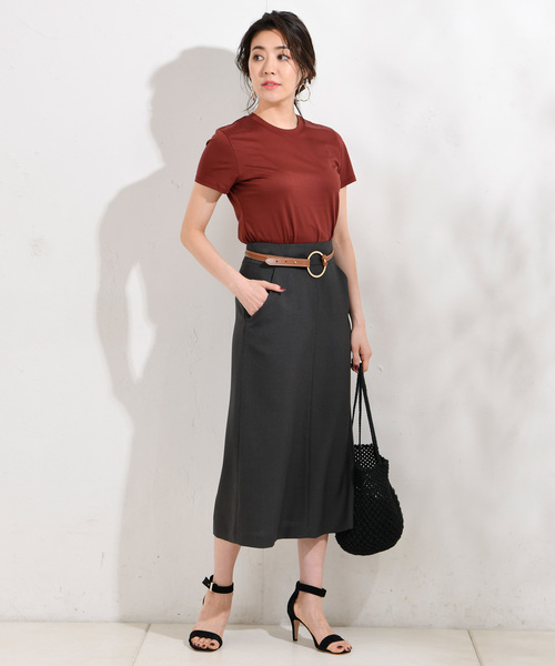 RIVE DROITE（リヴドロワ）の「麻調ナロースカート（スカート・レディース・チャコールグレー/ベージュ・36/38/34）」の5枚目の写真