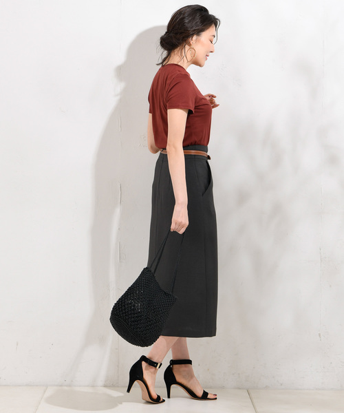 RIVE DROITE（リヴドロワ）の「麻調ナロースカート（スカート・レディース・チャコールグレー/ベージュ・36/38/34）」の10枚目の写真