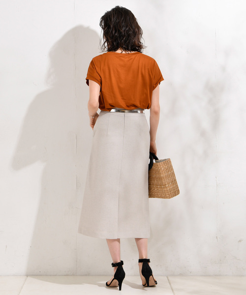 RIVE DROITE（リヴドロワ）の「麻調ナロースカート（スカート・レディース・チャコールグレー/ベージュ・36/38/34）」の15枚目の写真