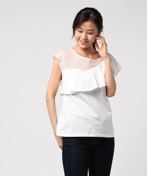 RIVE DROITE（リヴドロワ）の「60/2ｼﾙｹｯﾄ天竺プルオーバー（Tシャツ/カットソー・レディース・オフホワイト/ブラック・FREE）」の7枚目の写真