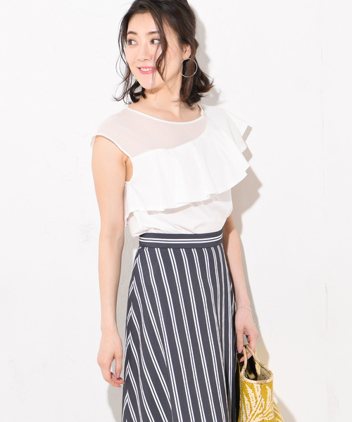 RIVE DROITE（リヴドロワ）の「60/2ｼﾙｹｯﾄ天竺プルオーバー（Tシャツ/カットソー・レディース・オフホワイト/ブラック・FREE）」の6枚目の写真