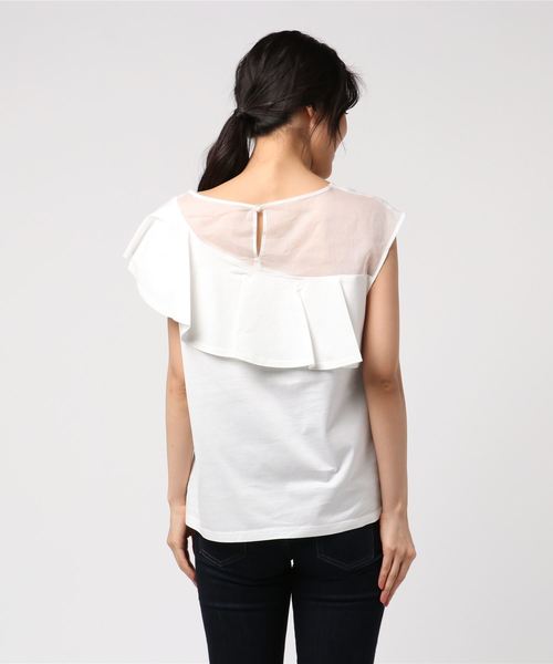 RIVE DROITE（リヴドロワ）の「60/2ｼﾙｹｯﾄ天竺プルオーバー（Tシャツ/カットソー・レディース・オフホワイト/ブラック・FREE）」の3枚目の写真