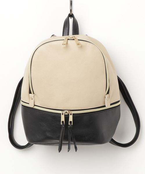 LuuNa（ルーナ）の「ZIP ポケット リュック（バックパック/リュック・レディース・ライトグレー/ネイビー/ブラック×ホワイト/キャメル・FREE）」の2枚目の写真