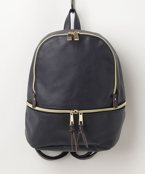 LuuNa（ルーナ）の「ZIP ポケット リュック（バックパック/リュック・レディース・ライトグレー/ネイビー/ブラック×ホワイト/キャメル・FREE）」の4枚目の写真