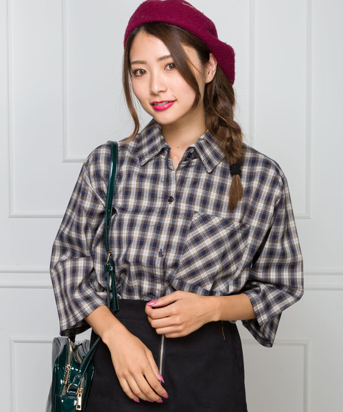 SpRay（スプレイ）の「チェッククロップドシャツ（シャツ/ブラウス