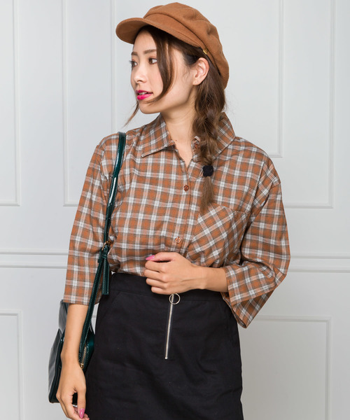 SpRay（スプレイ）の「チェッククロップドシャツ（シャツ/ブラウス