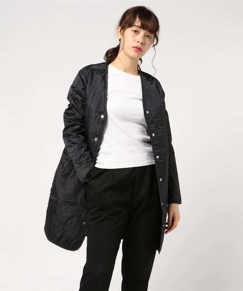 KOBE LETTUCE（コウベレタス）の「薄中綿入りキルティングロングノーカラーブルゾン（ブルゾン・レディース・ブラック/ブラウン/カーキ・FREE）」の2枚目の写真