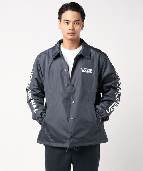 VANS コーチジャケット ブラック 長袖 ナイロンジャケット アウター 服 ナイロンコーチジャケット | Toybox STORE