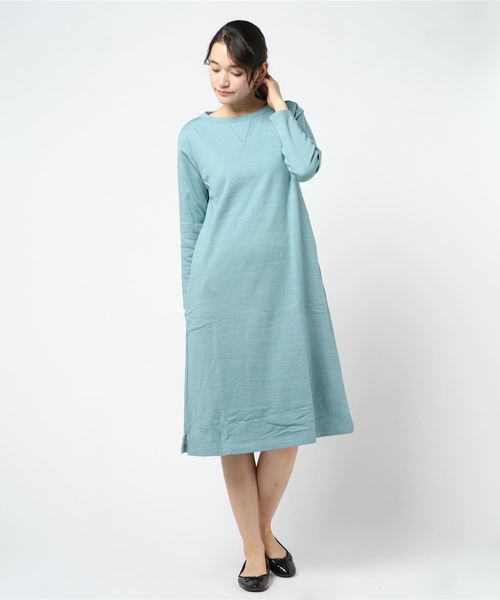 綿100 キッドブルー Komr514 19デニム裏毛 ワンピース 長袖ワンピース Komr514 Kidblue ワンピース Kid 19デニム裏毛 Blue キッドブルー のファッション