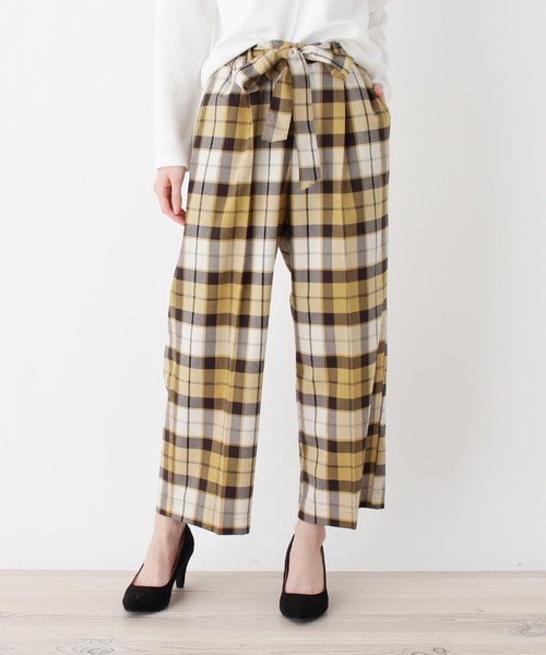 【5%OFF】 チェックワイドパンツ BIG - カジュアルパンツ