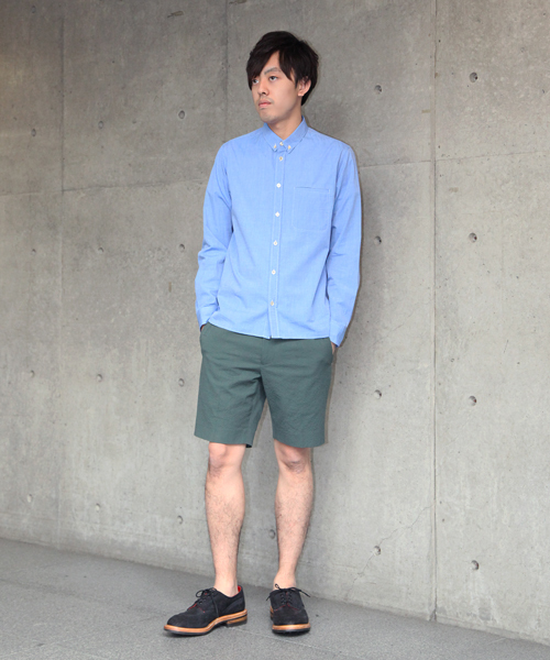 PAPER CHEST（ペーパーチェスト）の「PAPER CHEST MENS / ハケ目B.D.シャツ（シャツ/ブラウス・メンズ・イエロー/ブルー/カーキ・3/4）」の2枚目の写真