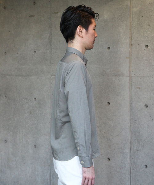 PAPER CHEST（ペーパーチェスト）の「PAPER CHEST MENS / ハケ目B.D.シャツ（シャツ/ブラウス・メンズ・イエロー/ブルー/カーキ・3/4）」の4枚目の写真