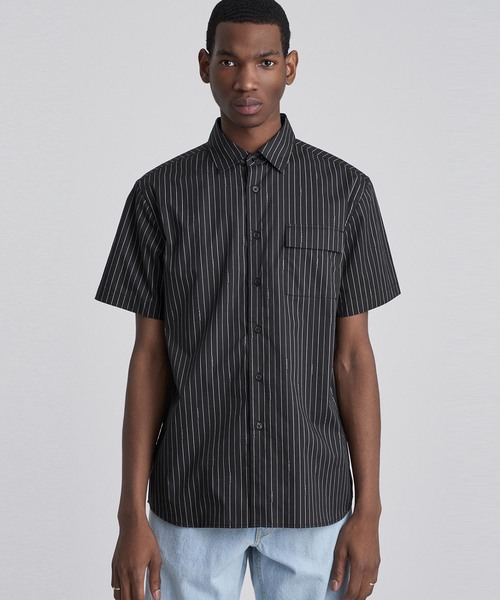 Saturdays NYC（サタデーズ ニューヨークシティ ）の「Nico Logo Stripe Short Sleeve Shirt（シャツ/ブラウス・メンズ・ホワイト/ブラック/レッド・X-LARGE/X-SMALL/S/M/L）」の3枚目の写真