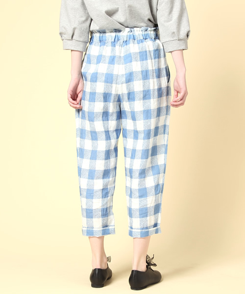 Dot＆Stripes CHILD WOMAN（ドットアンドストライプス　チャイルドウーマン）の「ビッグギンガムプリント　タックパンツ（その他パンツ・レディース・ブルー/ブラック・FREE）」の3枚目の写真