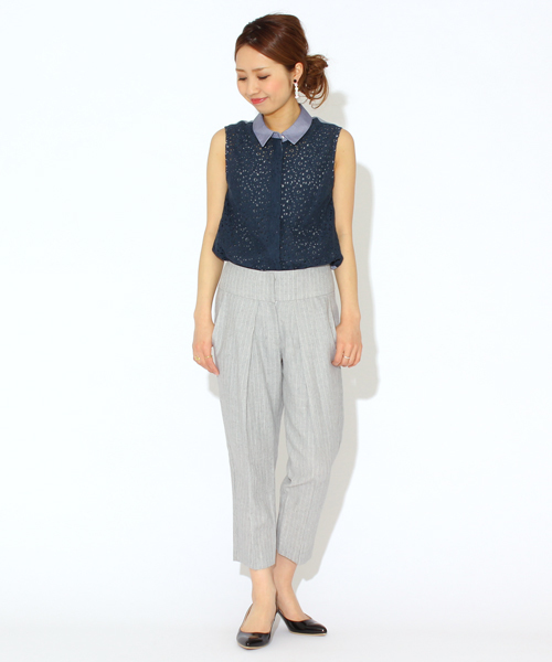 Ray BEAMS(レイビームス)の「○Ray BEAMS / レースフロントノースリーブシャツ(シャツ/ブラウス・レディース・オフホワイト/ネイビー・ONE SIZE)」の13枚目の写真