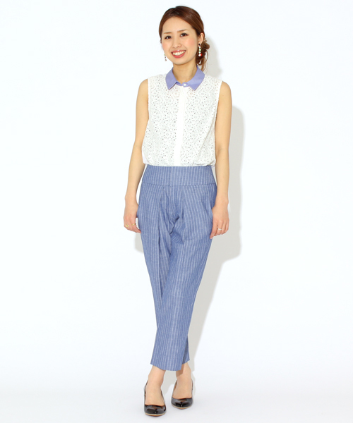 Ray BEAMS(レイビームス)の「○Ray BEAMS / レースフロントノースリーブシャツ(シャツ/ブラウス・レディース・オフホワイト/ネイビー・ONE SIZE)」の14枚目の写真