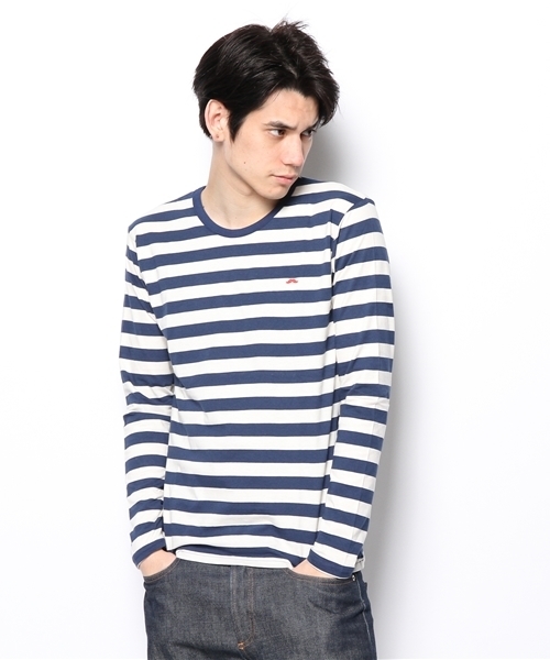 WHO'S WHO gallery(フーズフーギャラリー)の「【WEB限定価格】【BOY MAN】細ボーダーTEE(Tシャツ/カットソー・メンズ・その他19/ネイビー/ブラック/オレンジ・SMALL/MEDIUM/LARGE)」の2枚目の写真