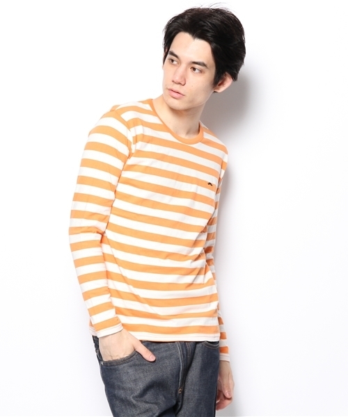 WHO'S WHO gallery(フーズフーギャラリー)の「【WEB限定価格】【BOY MAN】細ボーダーTEE(Tシャツ/カットソー・メンズ・その他19/ネイビー/ブラック/オレンジ・SMALL/MEDIUM/LARGE)」の3枚目の写真