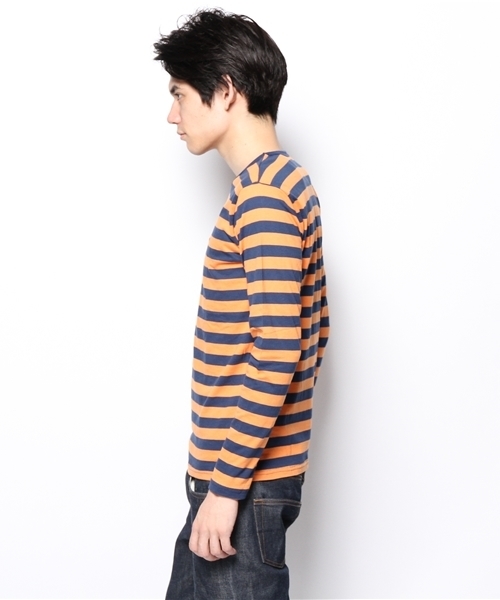 WHO'S WHO gallery(フーズフーギャラリー)の「【WEB限定価格】【BOY MAN】細ボーダーTEE(Tシャツ/カットソー・メンズ・その他19/ネイビー/ブラック/オレンジ・SMALL/MEDIUM/LARGE)」の5枚目の写真