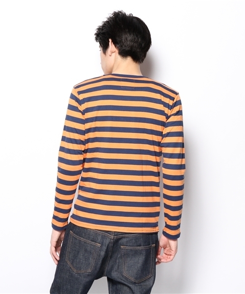 WHO'S WHO gallery(フーズフーギャラリー)の「【WEB限定価格】【BOY MAN】細ボーダーTEE(Tシャツ/カットソー・メンズ・その他19/ネイビー/ブラック/オレンジ・SMALL/MEDIUM/LARGE)」の6枚目の写真