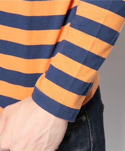 WHO'S WHO gallery(フーズフーギャラリー)の「【WEB限定価格】【BOY MAN】細ボーダーTEE(Tシャツ/カットソー・メンズ・その他19/ネイビー/ブラック/オレンジ・SMALL/MEDIUM/LARGE)」の8枚目の写真