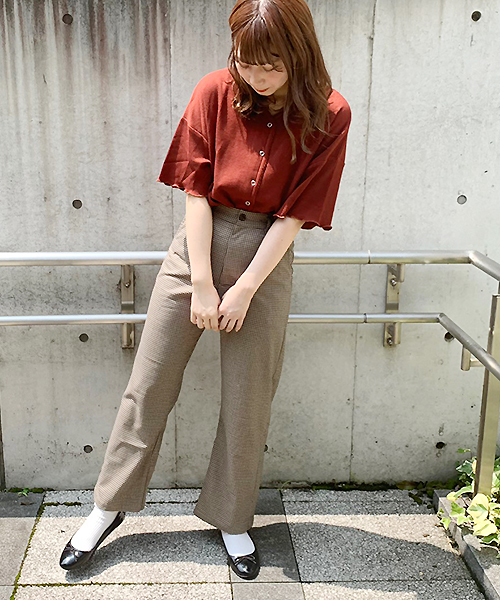 apres jour（アプレジュール）の「スナップボタンワッフルTシャツ【ZOZOTOWN限定アイテム】（Tシャツ/カットソー・レディース・モカ/ラベンダー/オレンジ系その他・フリー）」の8枚目の写真