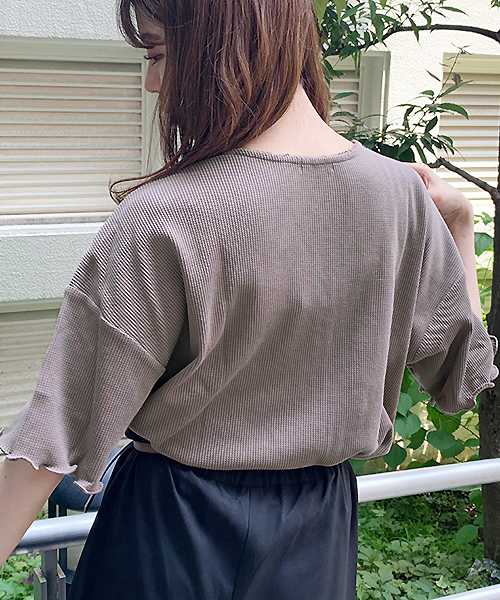 apres jour（アプレジュール）の「スナップボタンワッフルTシャツ【ZOZOTOWN限定アイテム】（Tシャツ/カットソー・レディース・モカ/ラベンダー/オレンジ系その他・フリー）」の11枚目の写真