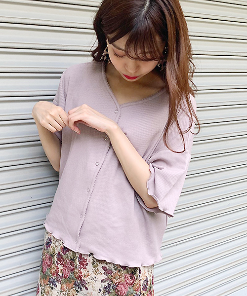 apres jour（アプレジュール）の「スナップボタンワッフルTシャツ【ZOZOTOWN限定アイテム】（Tシャツ/カットソー・レディース・モカ/ラベンダー/オレンジ系その他・フリー）」の17枚目の写真