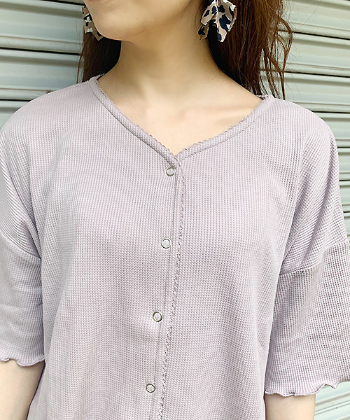 apres jour（アプレジュール）の「スナップボタンワッフルTシャツ【ZOZOTOWN限定アイテム】（Tシャツ/カットソー・レディース・モカ/ラベンダー/オレンジ系その他・フリー）」の19枚目の写真