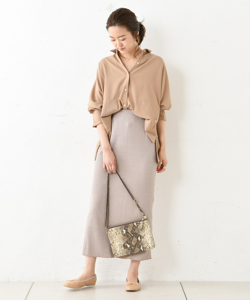 DouDou（ドゥドゥ）の「カットリブ2WAYスカート（スカート・レディース・アイボリー/グレイッシュベージュ・FREE）」の19枚目の写真